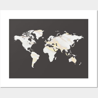 Marbel Gold World Map Posters and Art